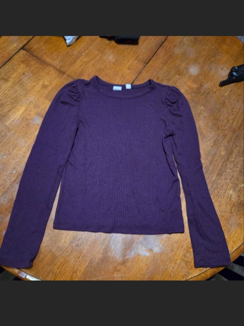 GAP Long-Sleeve Ribbed Tee with Puff Shoulders - Purple